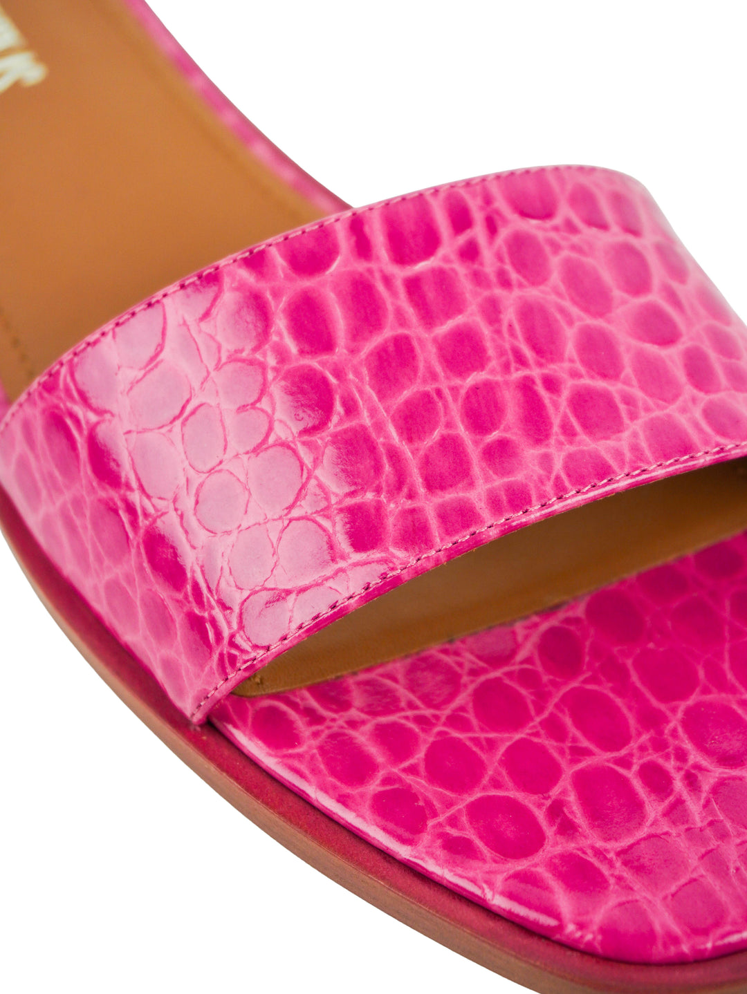 Paris Texas Mini Embossed Croc Sanremo Flat Sandals in Peony - Discounts on Paris Texas at UAL