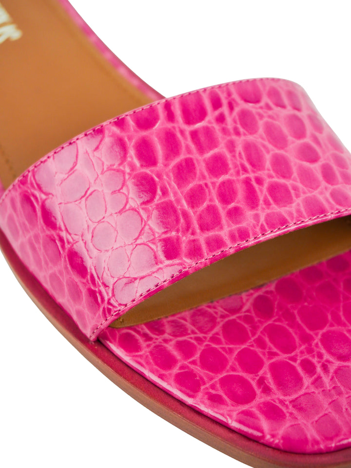 Paris Texas Mini Embossed Croc Sanremo Flat Sandals in Peony - Discounts on Paris Texas at UAL