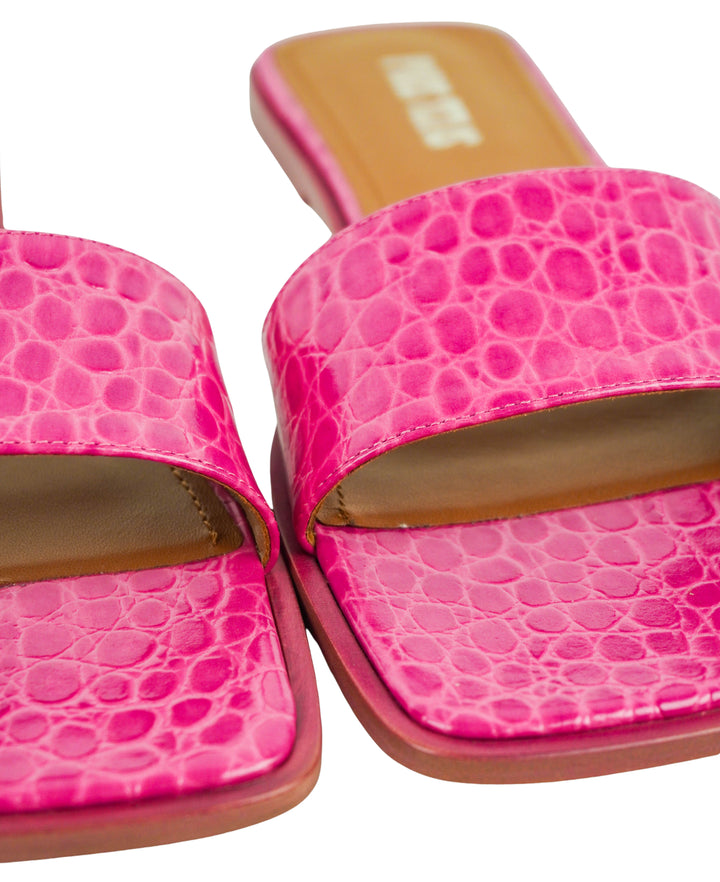 Paris Texas Mini Embossed Croc Sanremo Flat Sandals in Peony - Discounts on Paris Texas at UAL