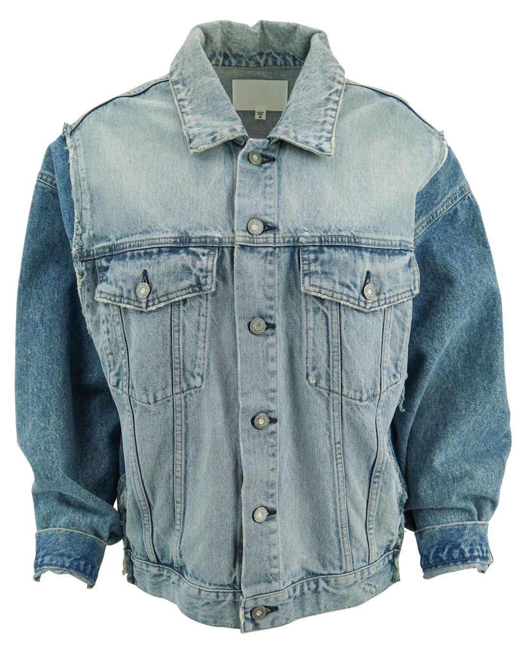 Moussy Two-Toned Denim Jacket in Blue - Discounts on Moussy Vintage at UAL