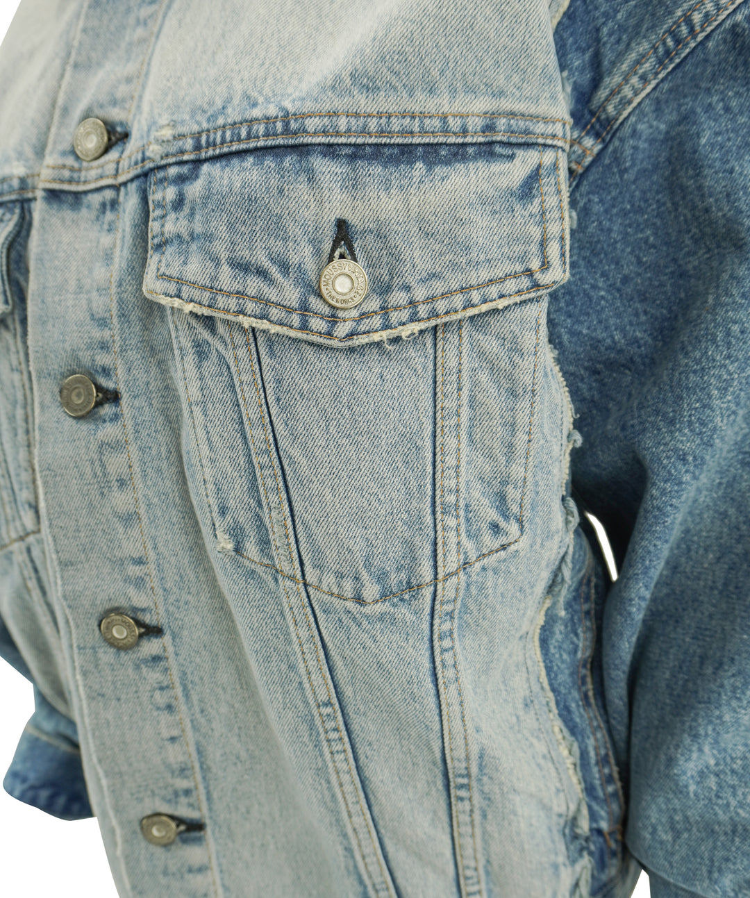 Moussy Two-Toned Denim Jacket in Blue - Discounts on Moussy Vintage at UAL
