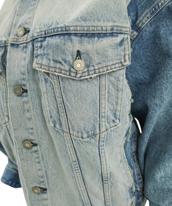 Moussy Two-Toned Denim Jacket in Blue - Discounts on Moussy Vintage at UAL