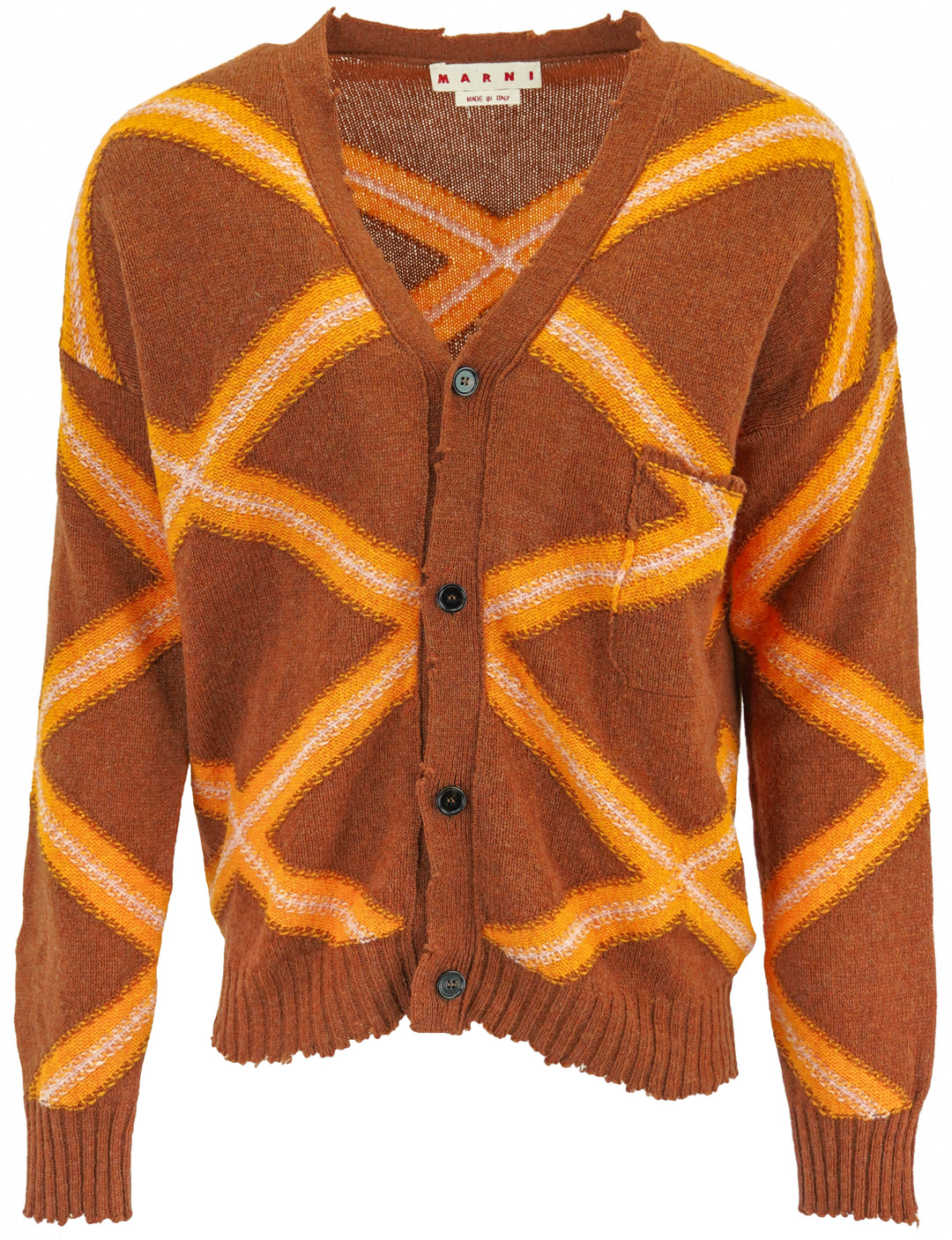 Marni Argyle Cardigan in Light Brown,Orange and Light Pink - Discounts on Marni at UAL