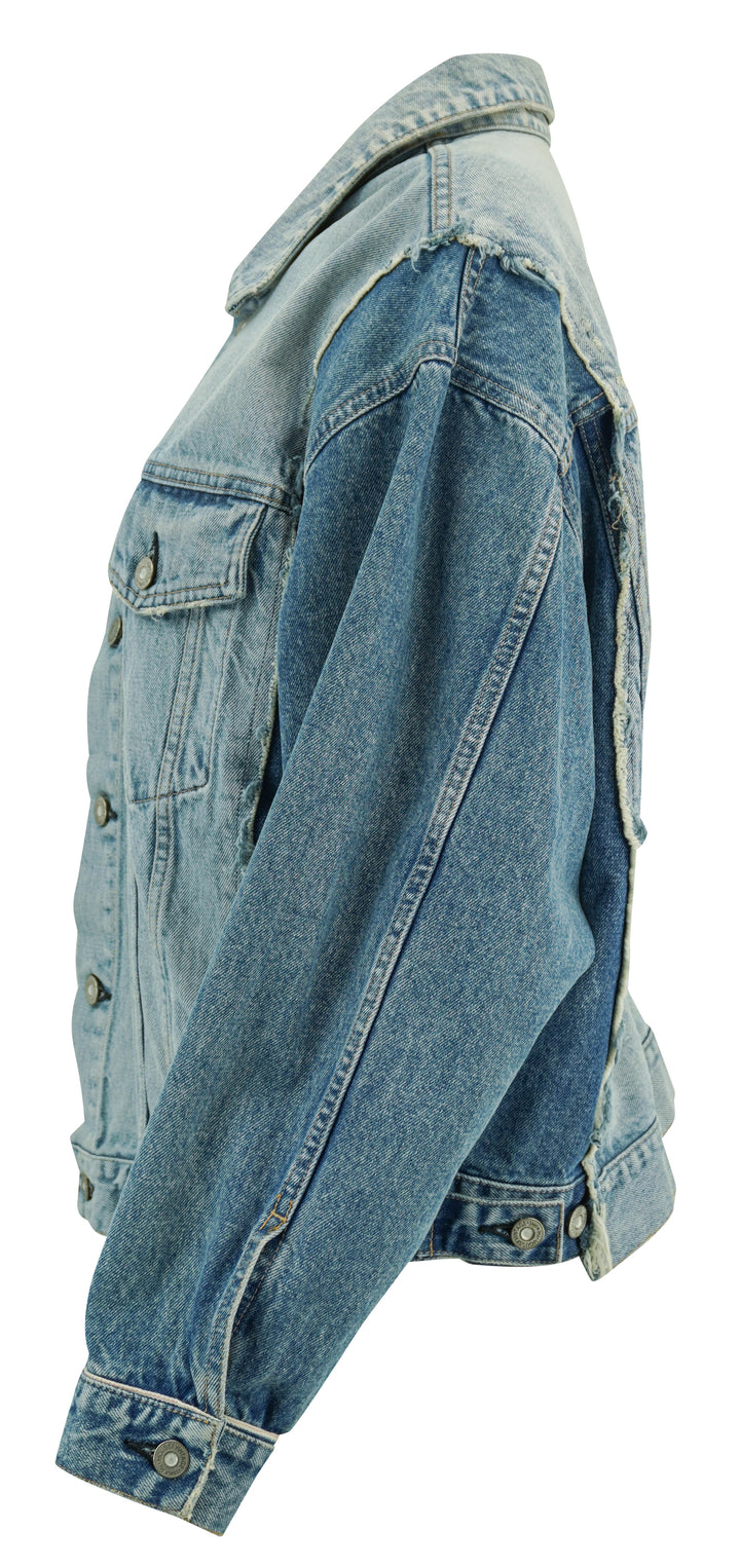 Moussy Two-Toned Denim Jacket in Blue - Discounts on Moussy Vintage at UAL