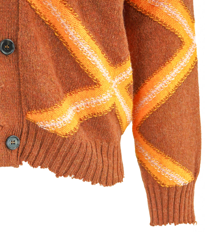 Marni Argyle Cardigan in Light Brown,Orange and Light Pink - Discounts on Marni at UAL