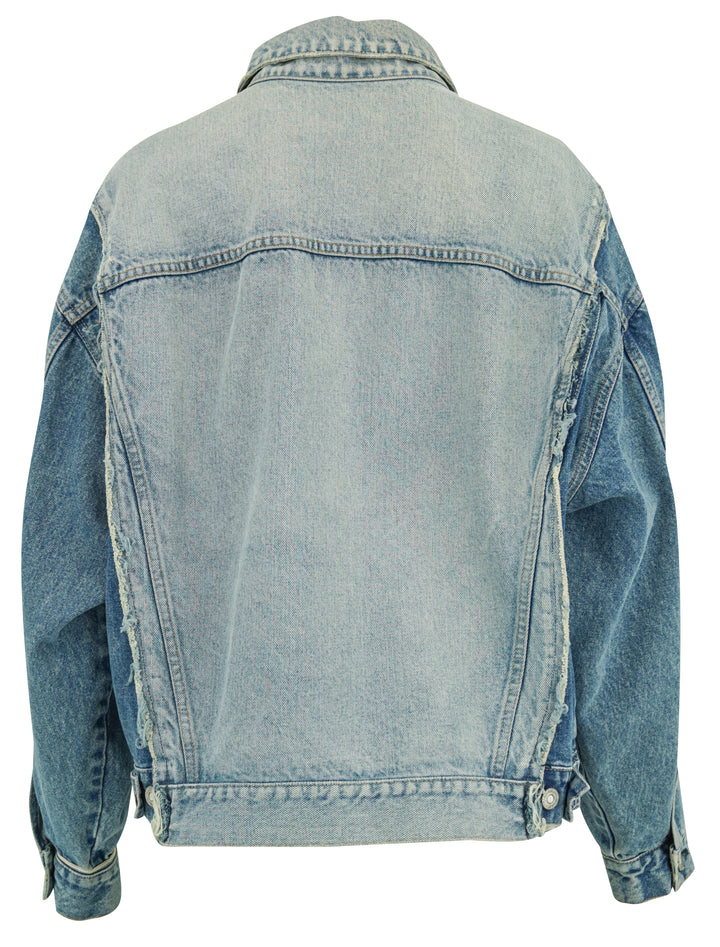 Moussy Two-Toned Denim Jacket in Blue - Discounts on Moussy Vintage at UAL