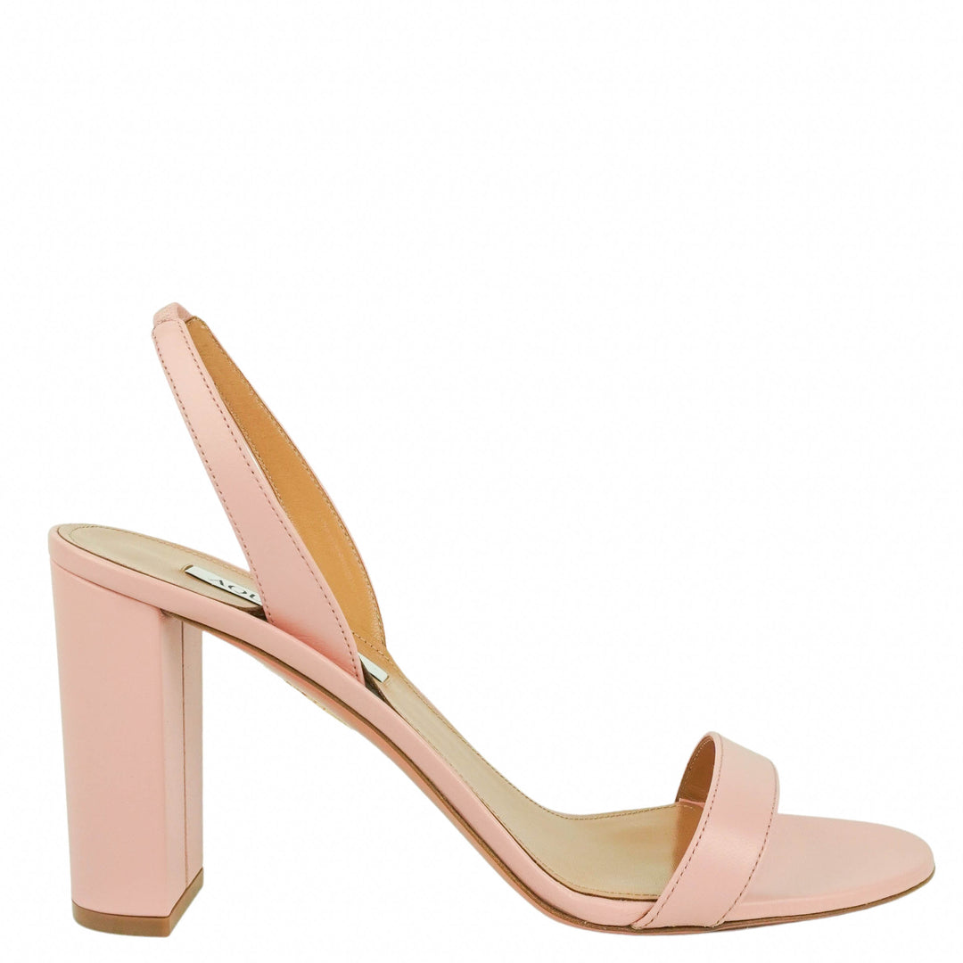 Aquazzura So Nude Block 85 Sandals in Mademoiselle Pink - Discounts on Aquazzura at UAL