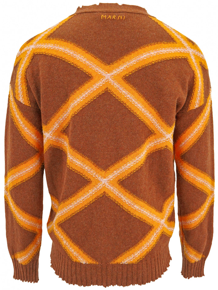 Marni Argyle Cardigan in Light Brown,Orange and Light Pink - Discounts on Marni at UAL