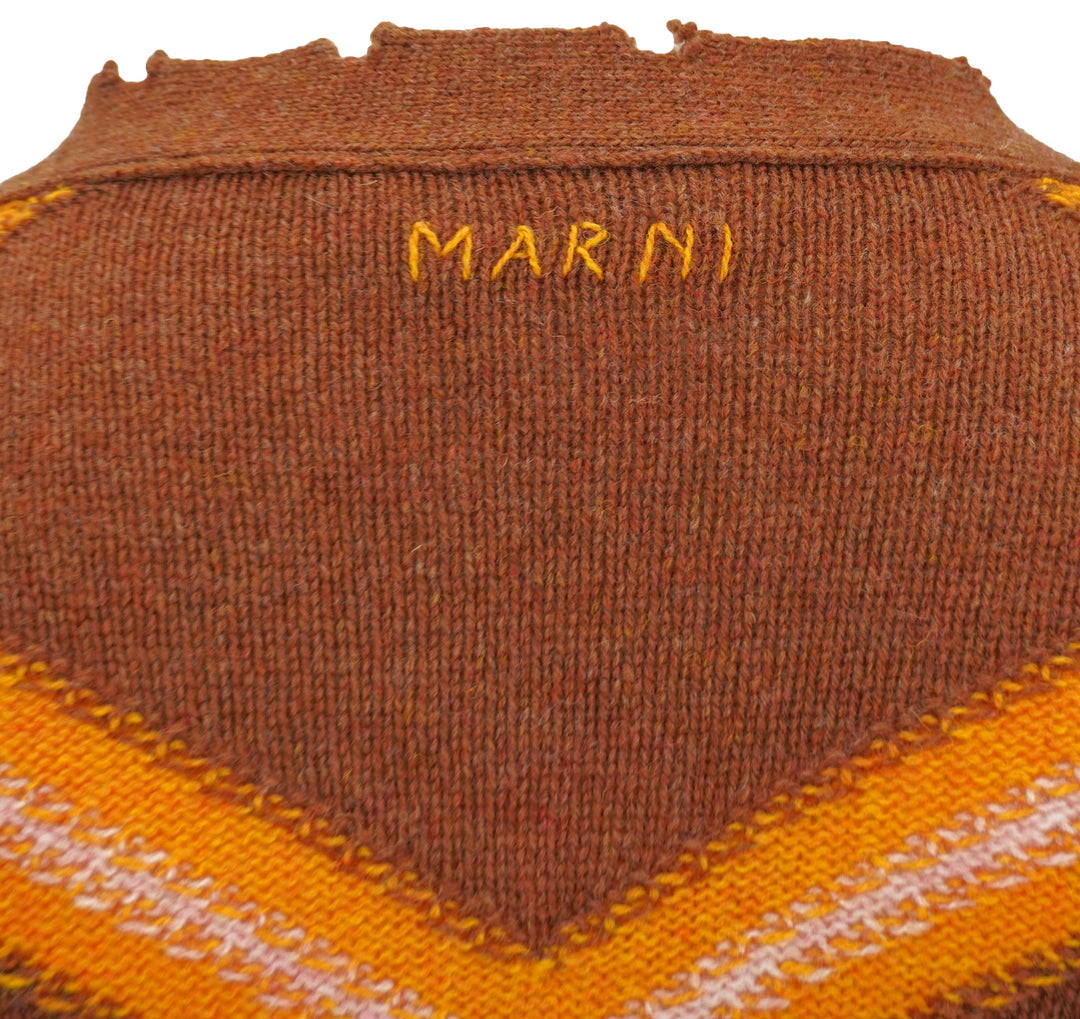 Marni Argyle Cardigan in Light Brown,Orange and Light Pink - Discounts on Marni at UAL