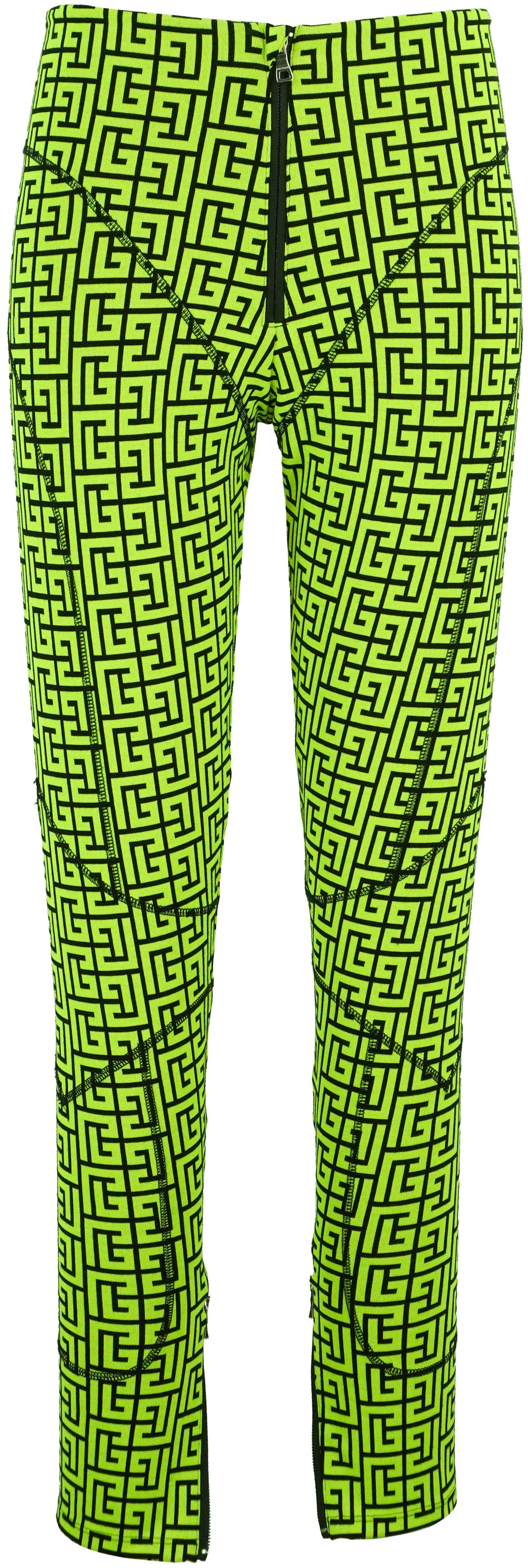 Balmain Monogram Leggings in Neon Green - Discounts on Balmain at UAL