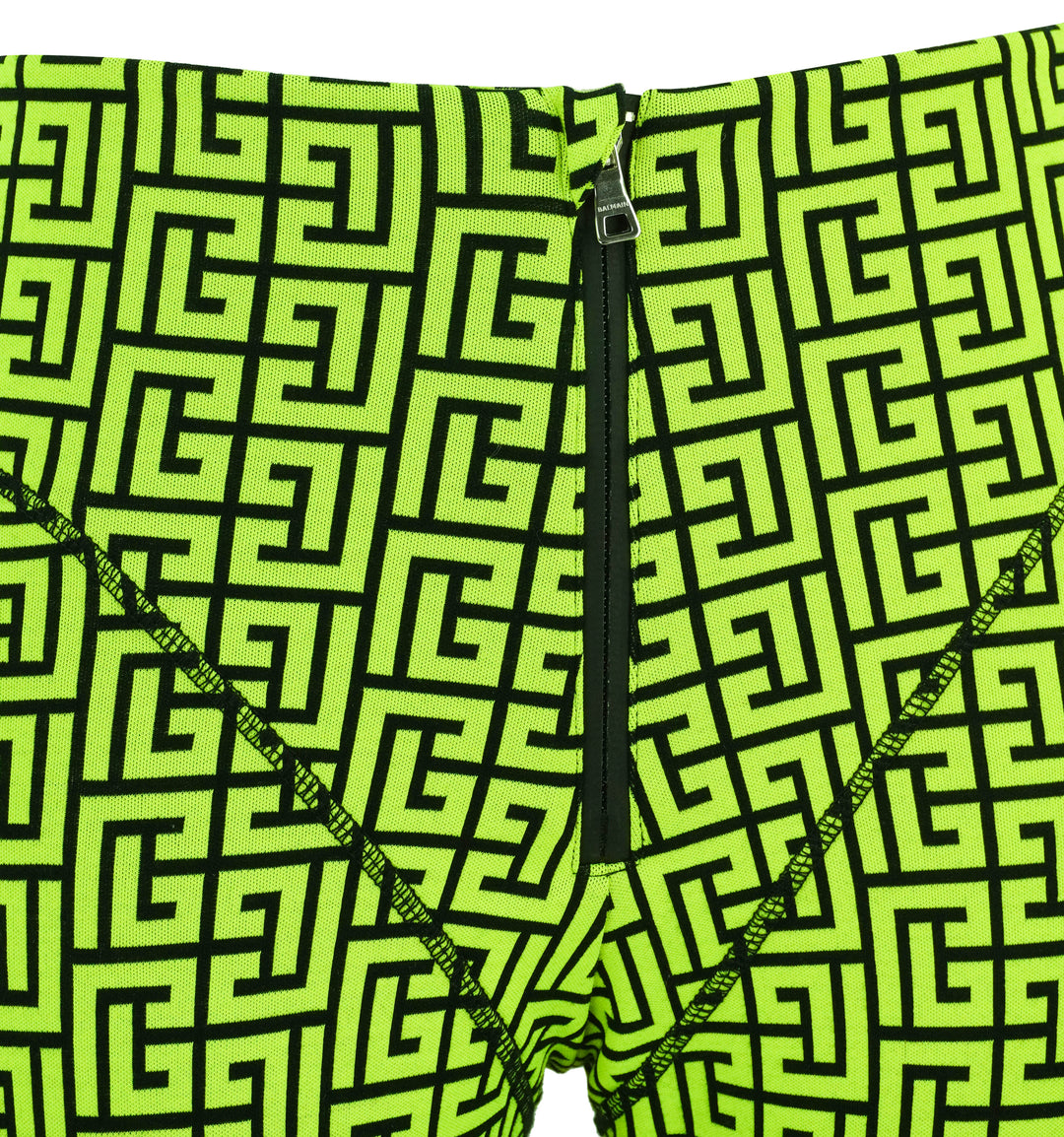 Balmain Monogram Leggings in Neon Green - Discounts on Balmain at UAL