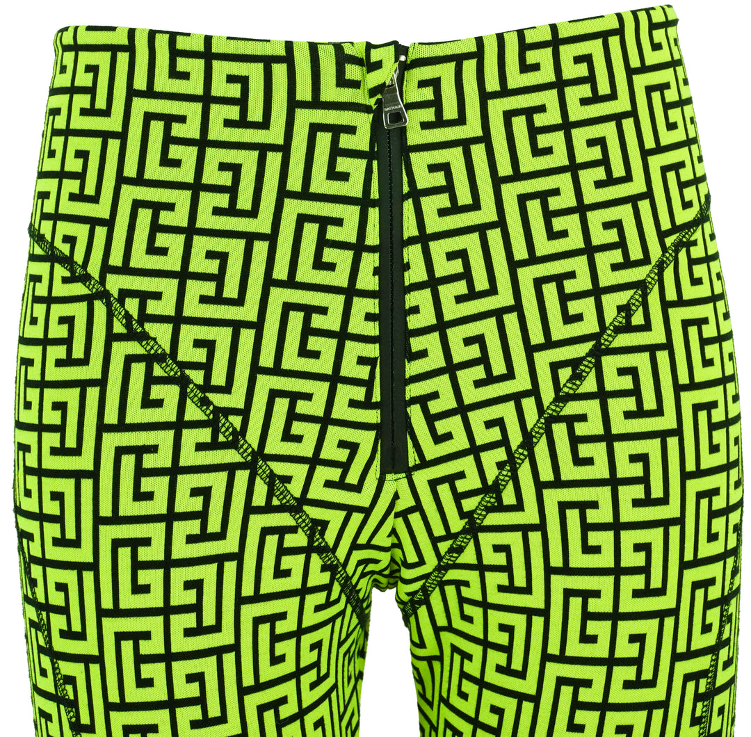 Balmain Monogram Leggings in Neon Green - Discounts on Balmain at UAL