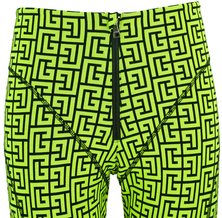 Balmain Monogram Leggings in Neon Green - Discounts on Balmain at UAL
