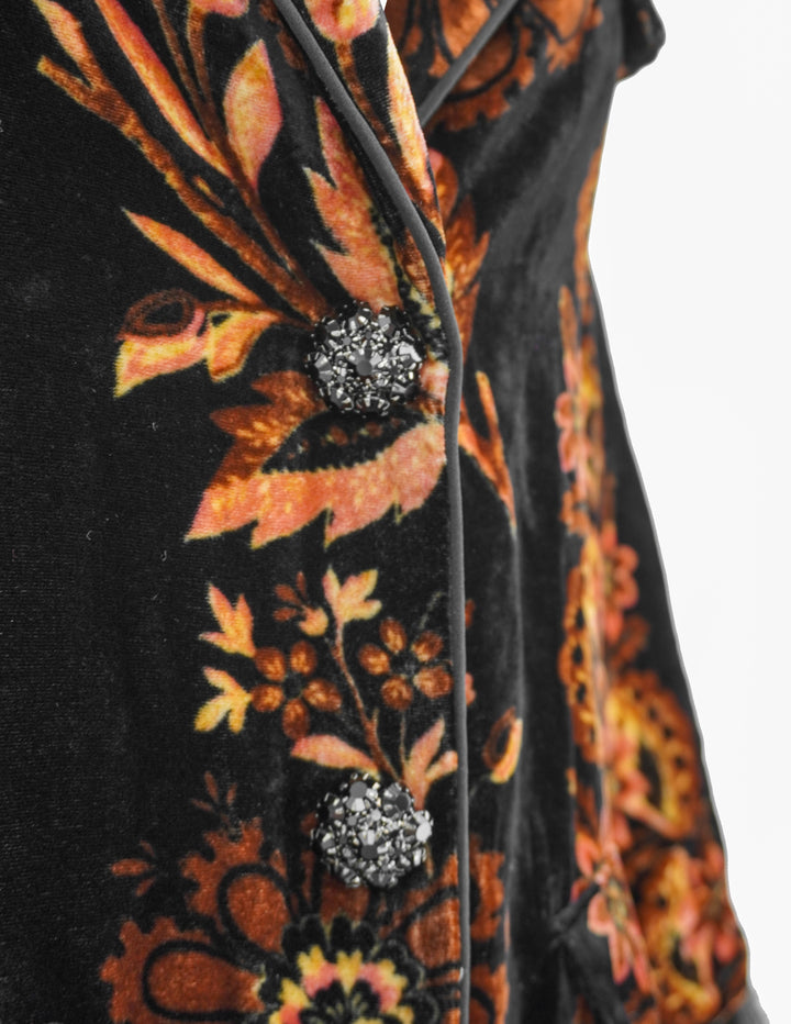 Cara Cara Venezia Velvet Floral Jacket in Black and Rust - Discounts on Cara Cara at UAL
