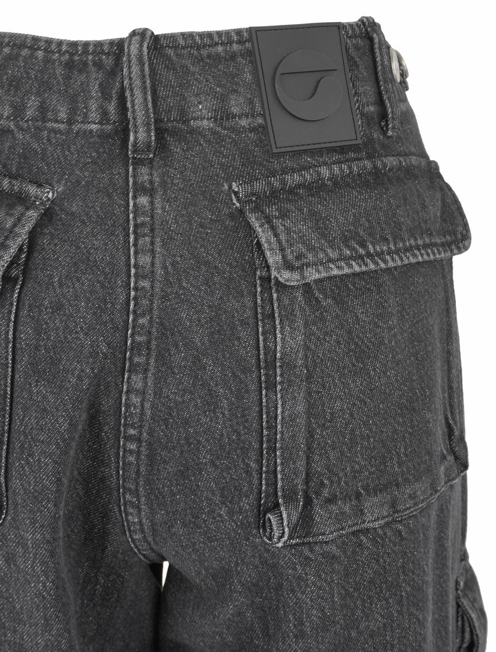 Coperni Wide Leg Cargo Denim in Faded Black - Discounts on Coperni at UAL