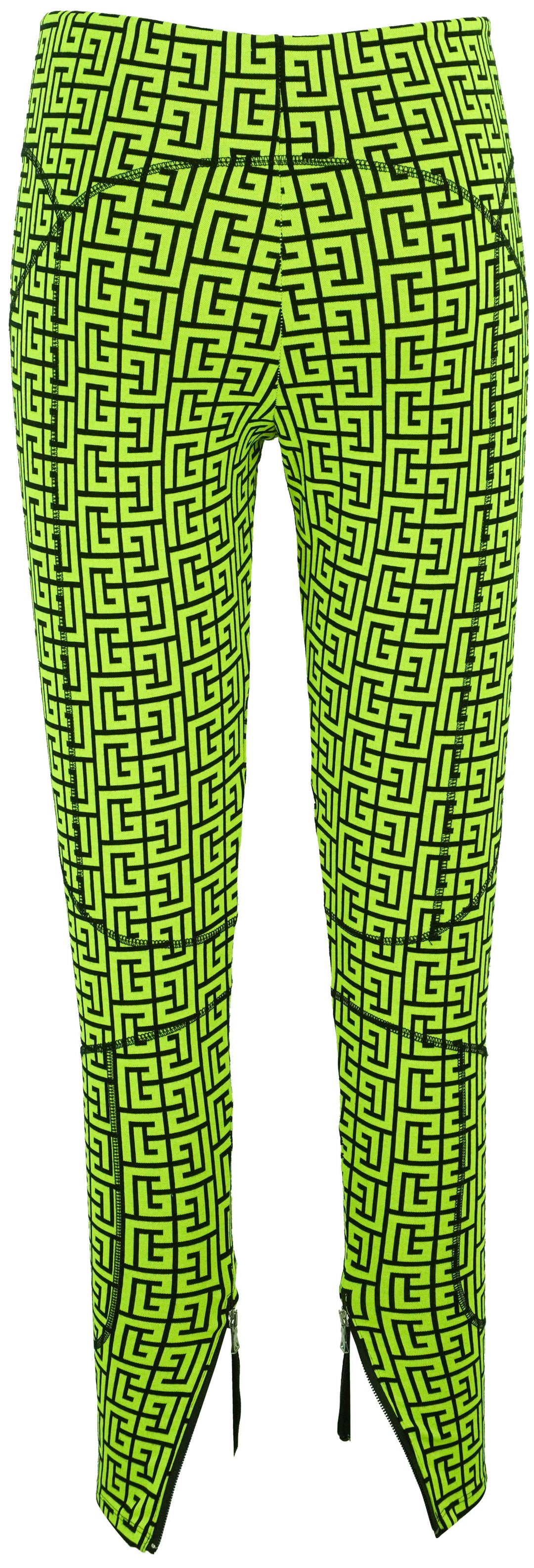 Balmain Monogram Leggings in Neon Green - Discounts on Balmain at UAL