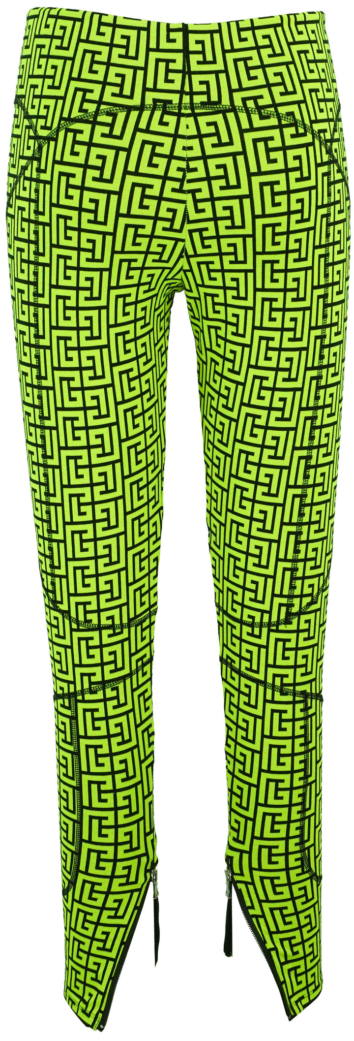 Balmain Monogram Leggings in Neon Green - Discounts on Balmain at UAL