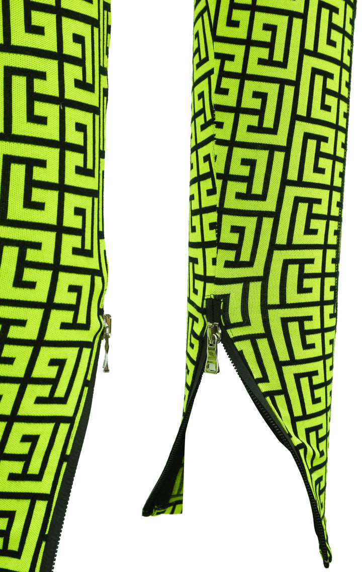 Balmain Monogram Leggings in Neon Green - Discounts on Balmain at UAL