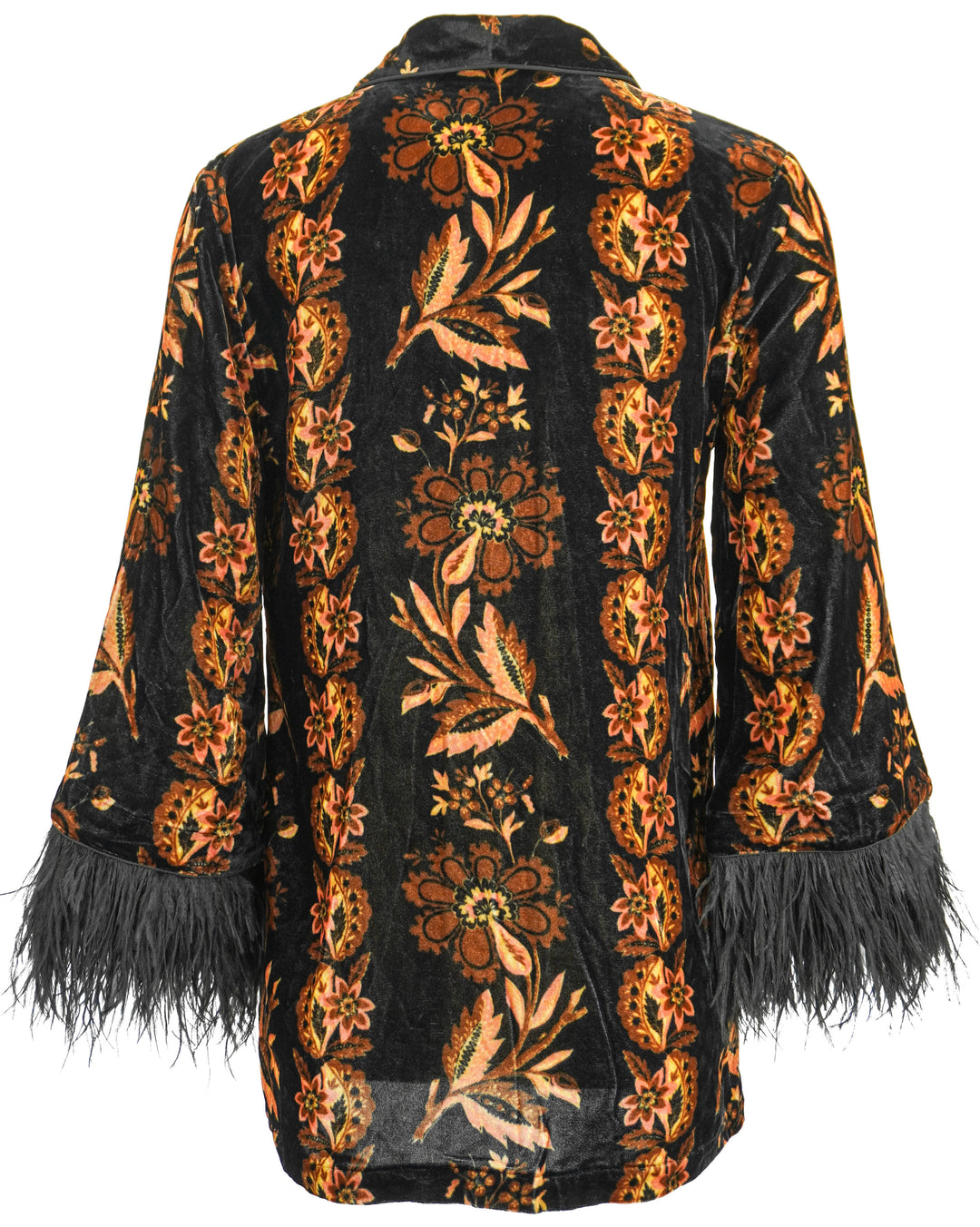 Cara Cara Venezia Velvet Floral Jacket in Black and Rust - Discounts on Cara Cara at UAL