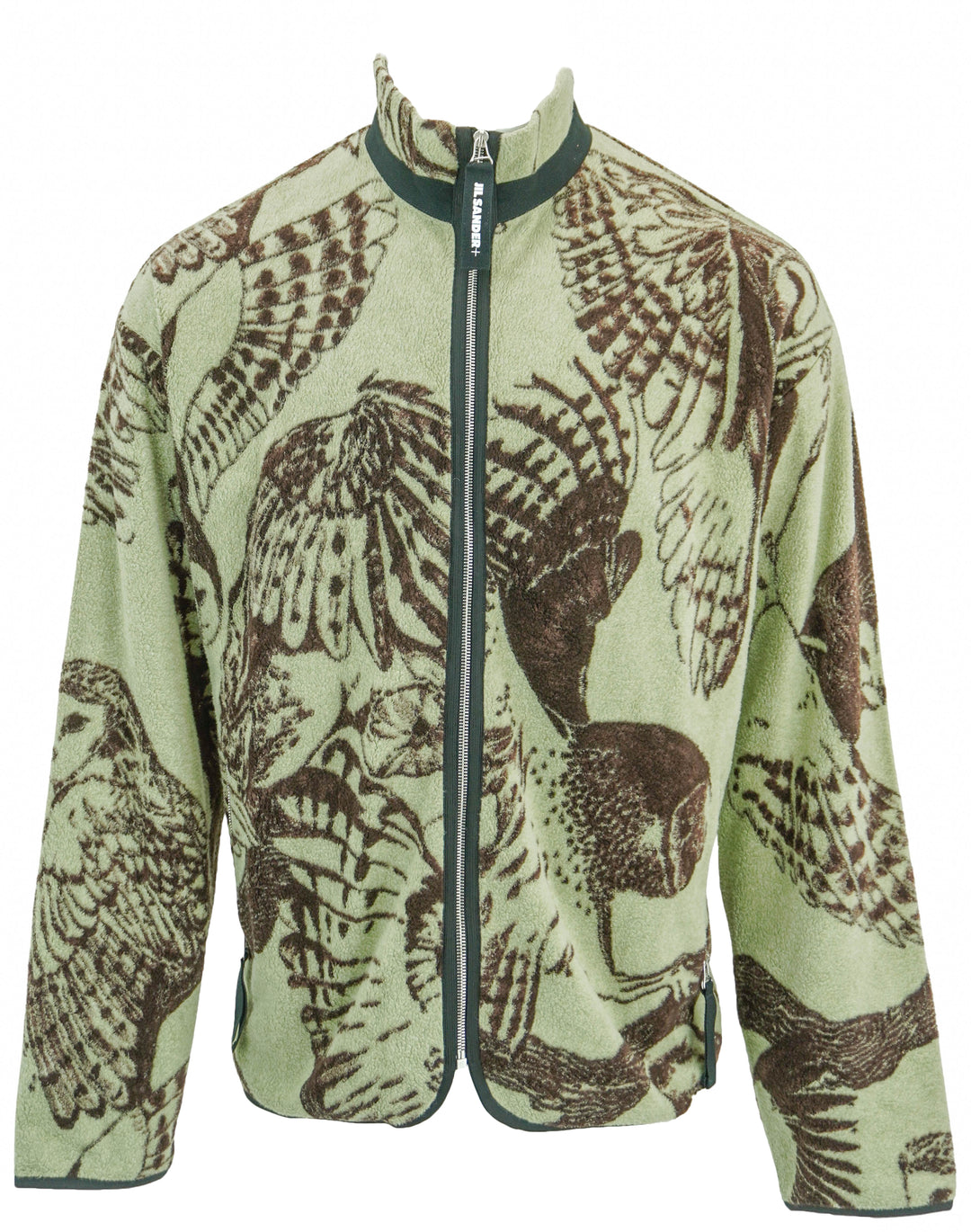 Jil Sander Owl Fleece Jacket in Brown and Light Green - Discounts on Jil Sander at UAL