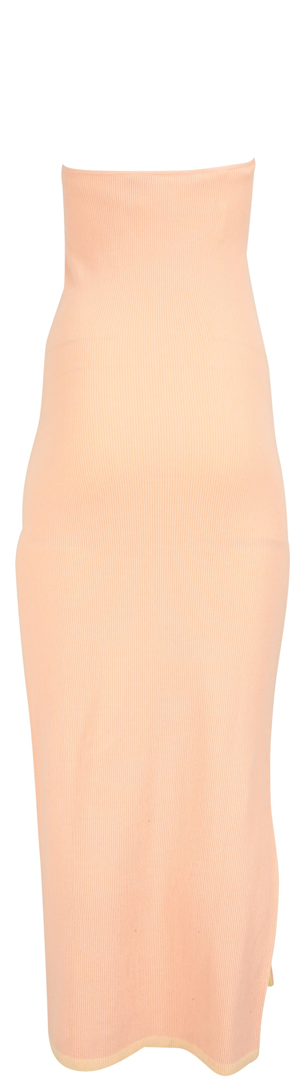 Loewe Logo Halterneck Ribbed Dress in Peach