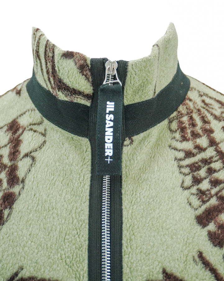 Jil Sander Owl Fleece Jacket in Brown and Light Green - Discounts on Jil Sander at UAL