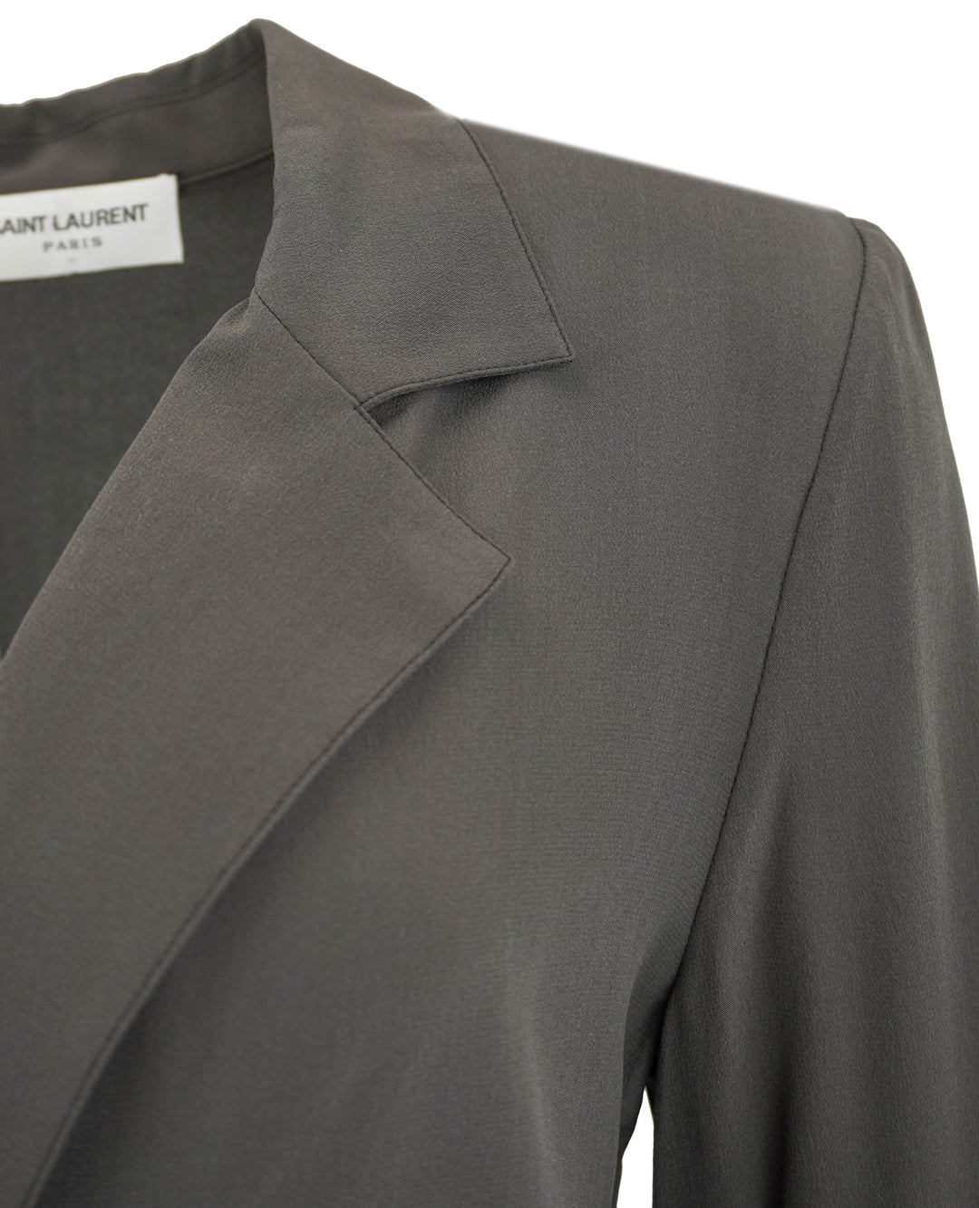 Saint Laurent Silk Button Front Blouse in Ash Brown - Discounts on Saint Laurent at UAL