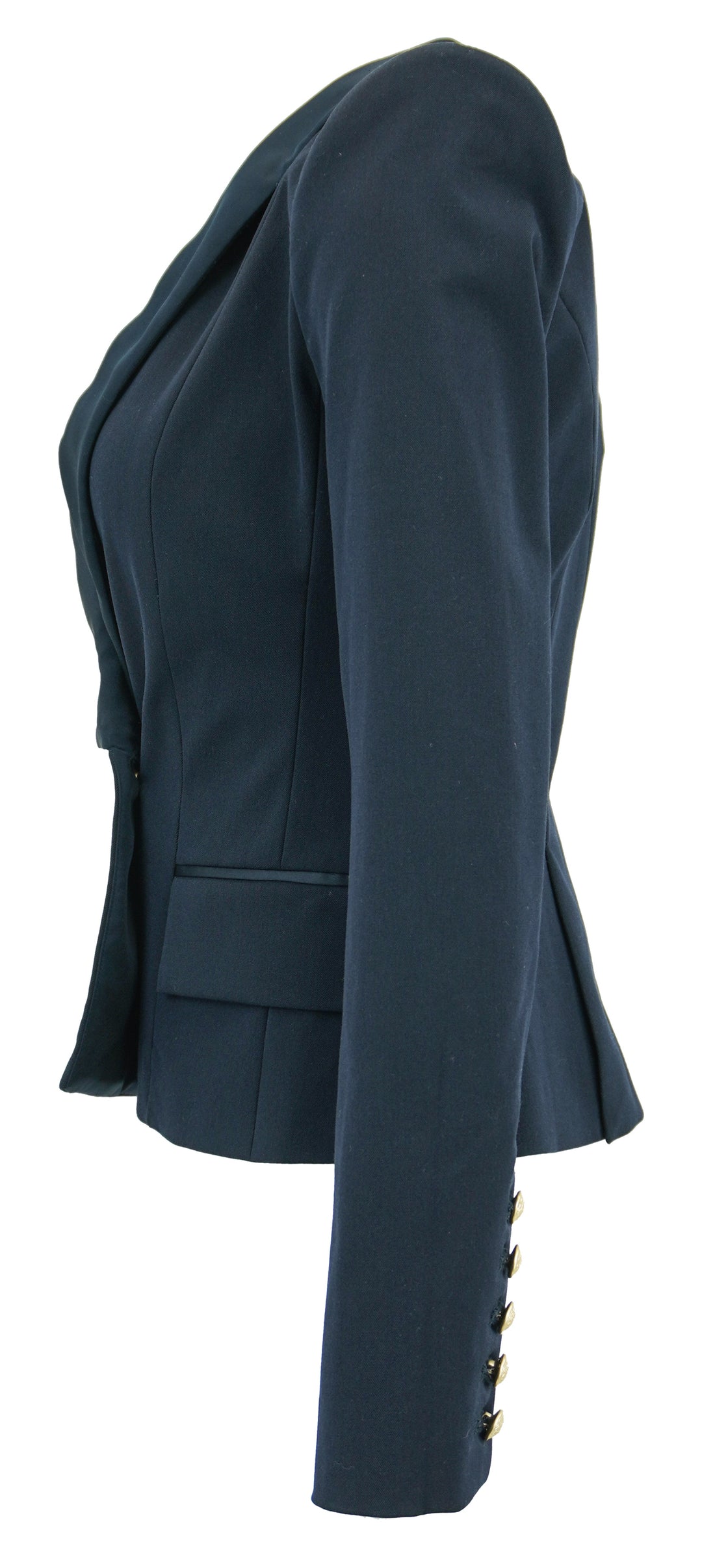 L'AGENCE Imogen Satin Lapel Blazer in Navy - Discounts on L'AGENCE at UAL