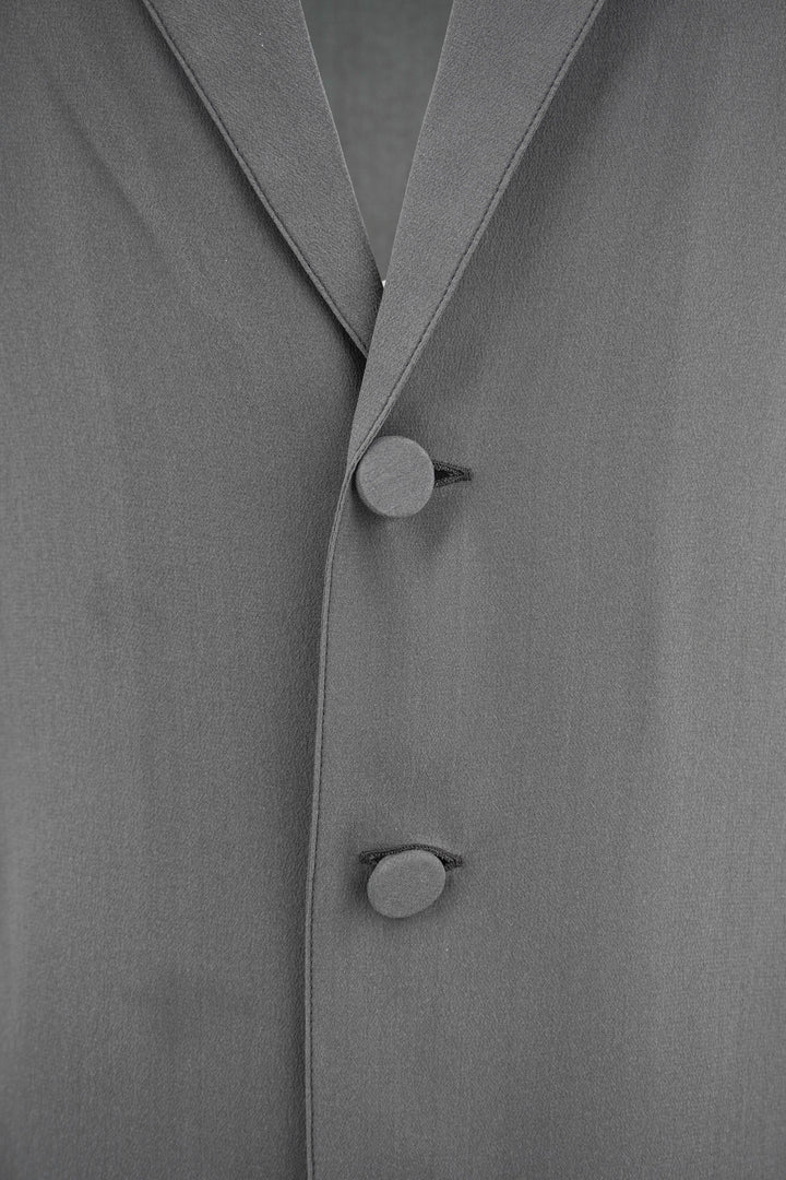 Saint Laurent Silk Button Front Blouse in Ash Brown - Discounts on Saint Laurent at UAL