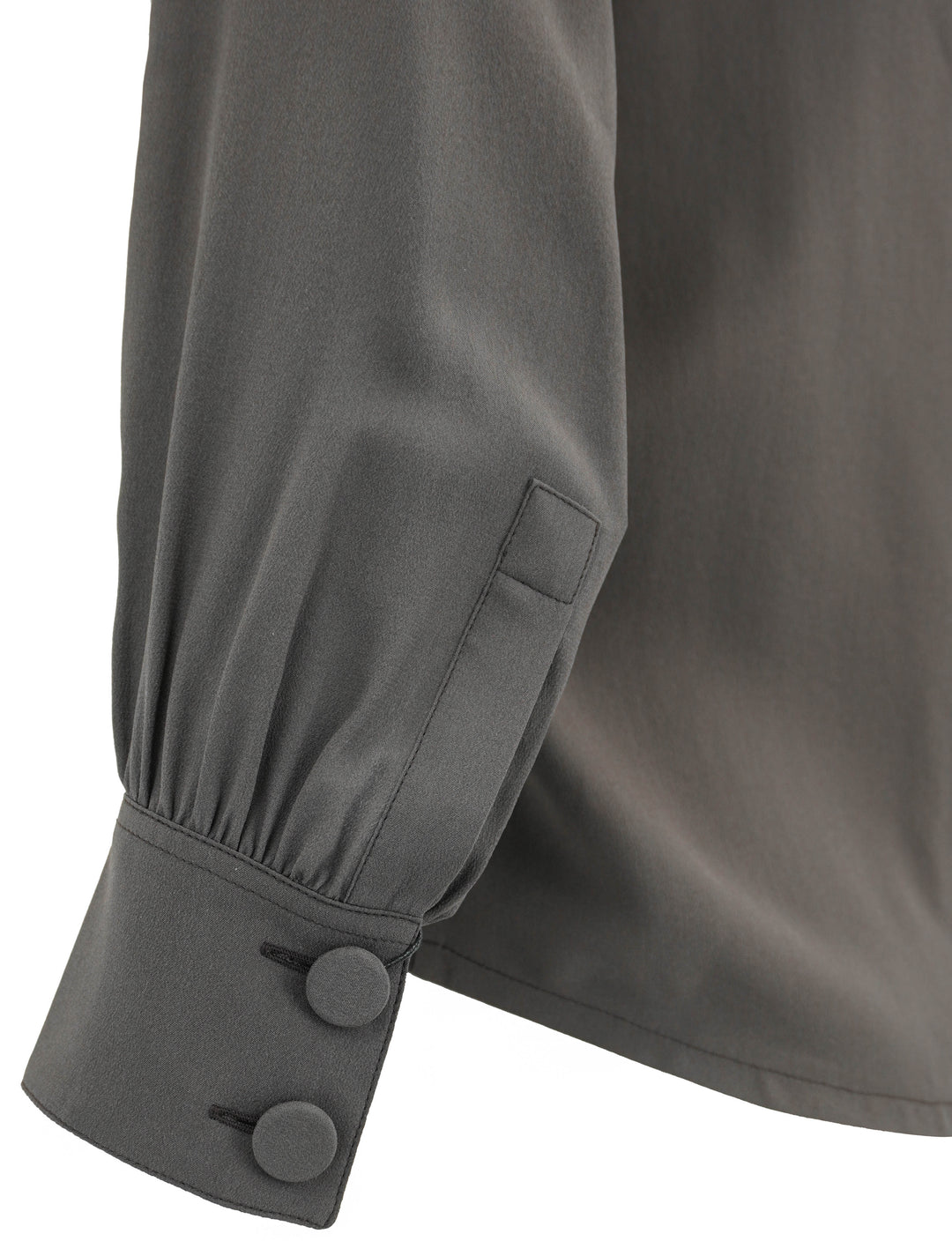 Saint Laurent Silk Button Front Blouse in Ash Brown - Discounts on Saint Laurent at UAL