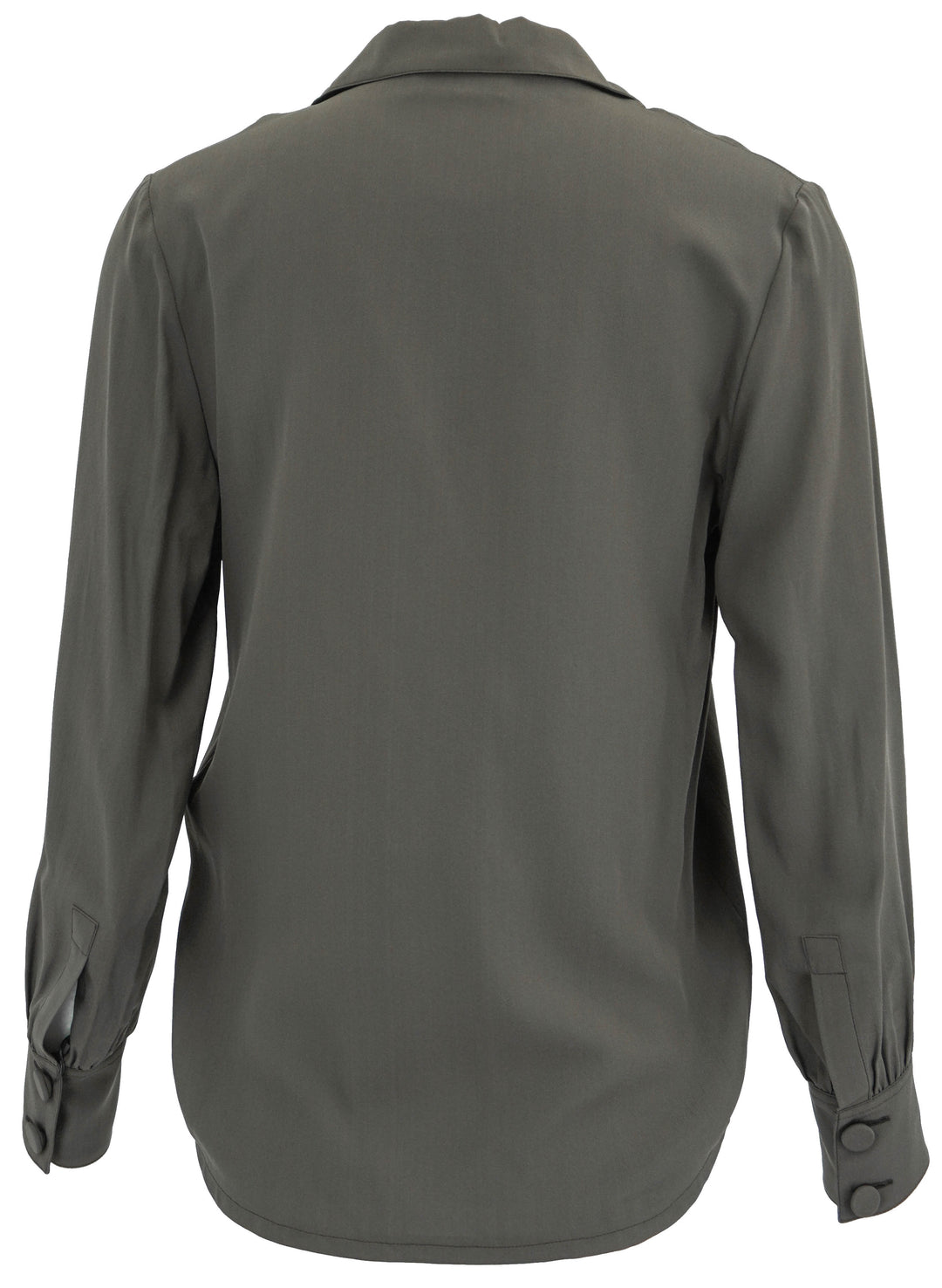 Saint Laurent Silk Button Front Blouse in Ash Brown - Discounts on Saint Laurent at UAL