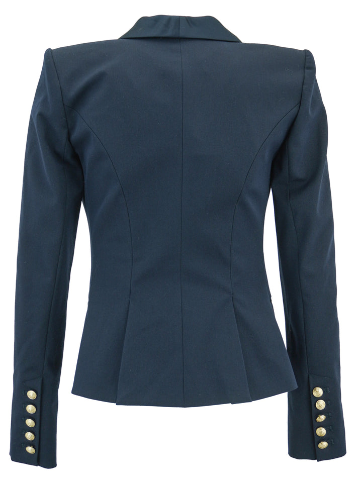 L'AGENCE Imogen Satin Lapel Blazer in Navy - Discounts on L'AGENCE at UAL