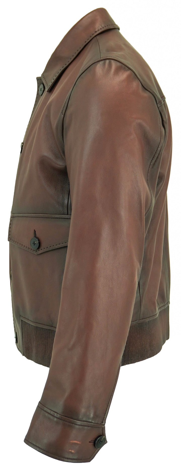Boss Button Front Leather Jacket in Brown - Discounts on Hugo Boss at UAL