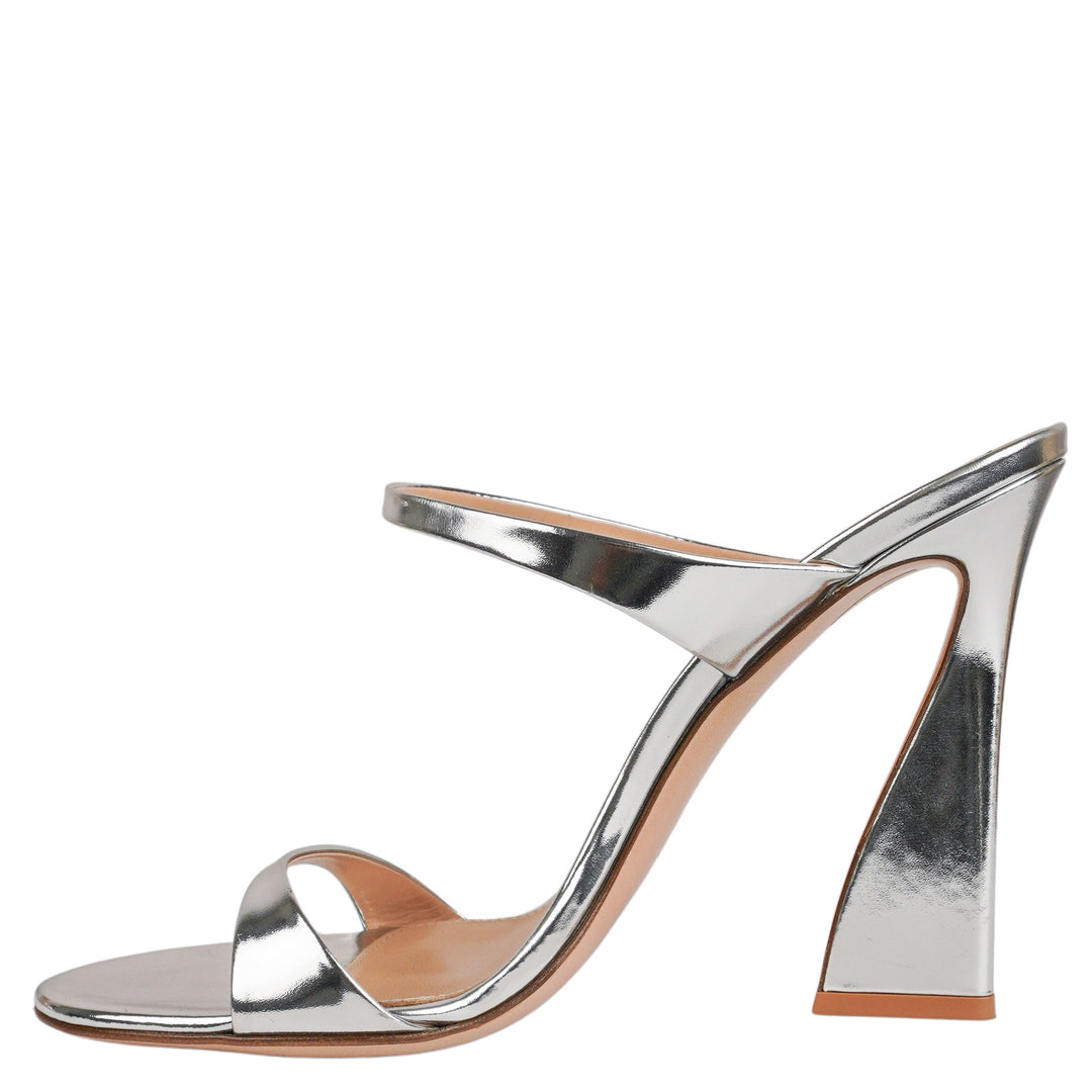 Gianvito Rossi Aura Mules in Silver - Discounts on Gianvito Rossi at UAL
