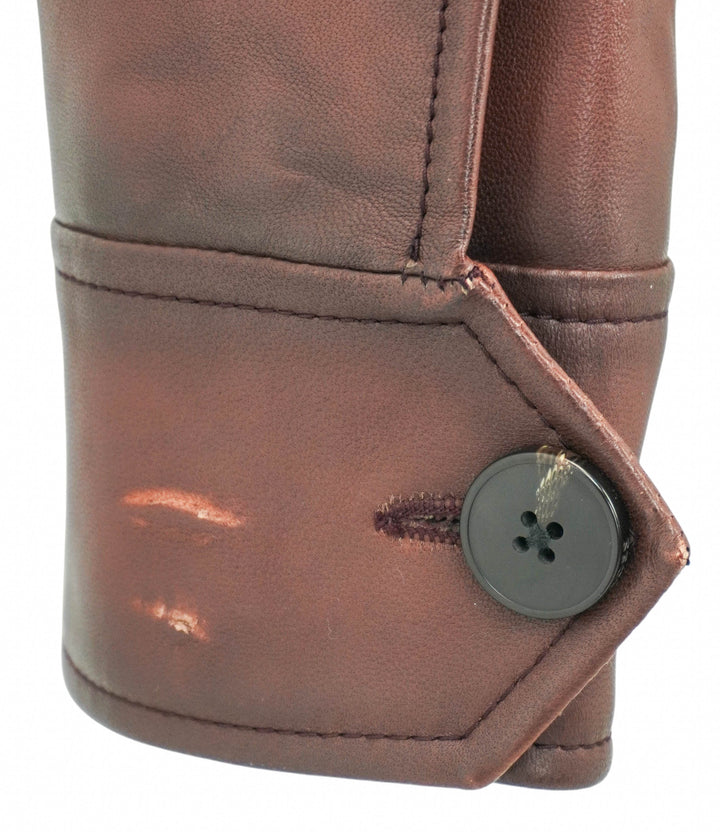 Boss Button Front Leather Jacket in Brown - Discounts on Hugo Boss at UAL