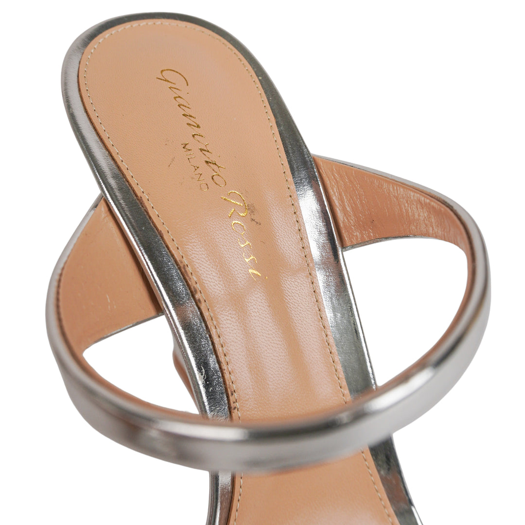 Gianvito Rossi Aura Mules in Silver - Discounts on Gianvito Rossi at UAL