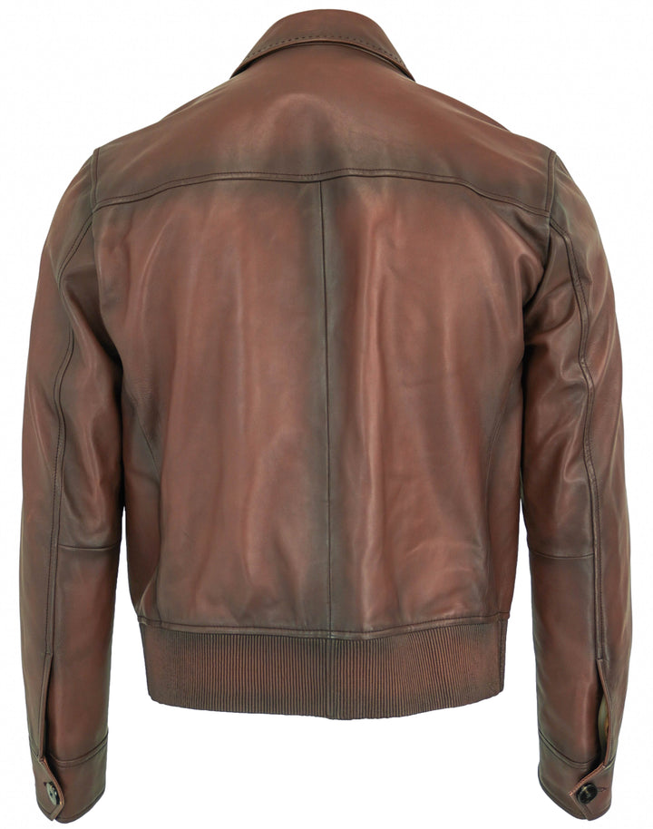 Boss Button Front Leather Jacket in Brown - Discounts on Hugo Boss at UAL