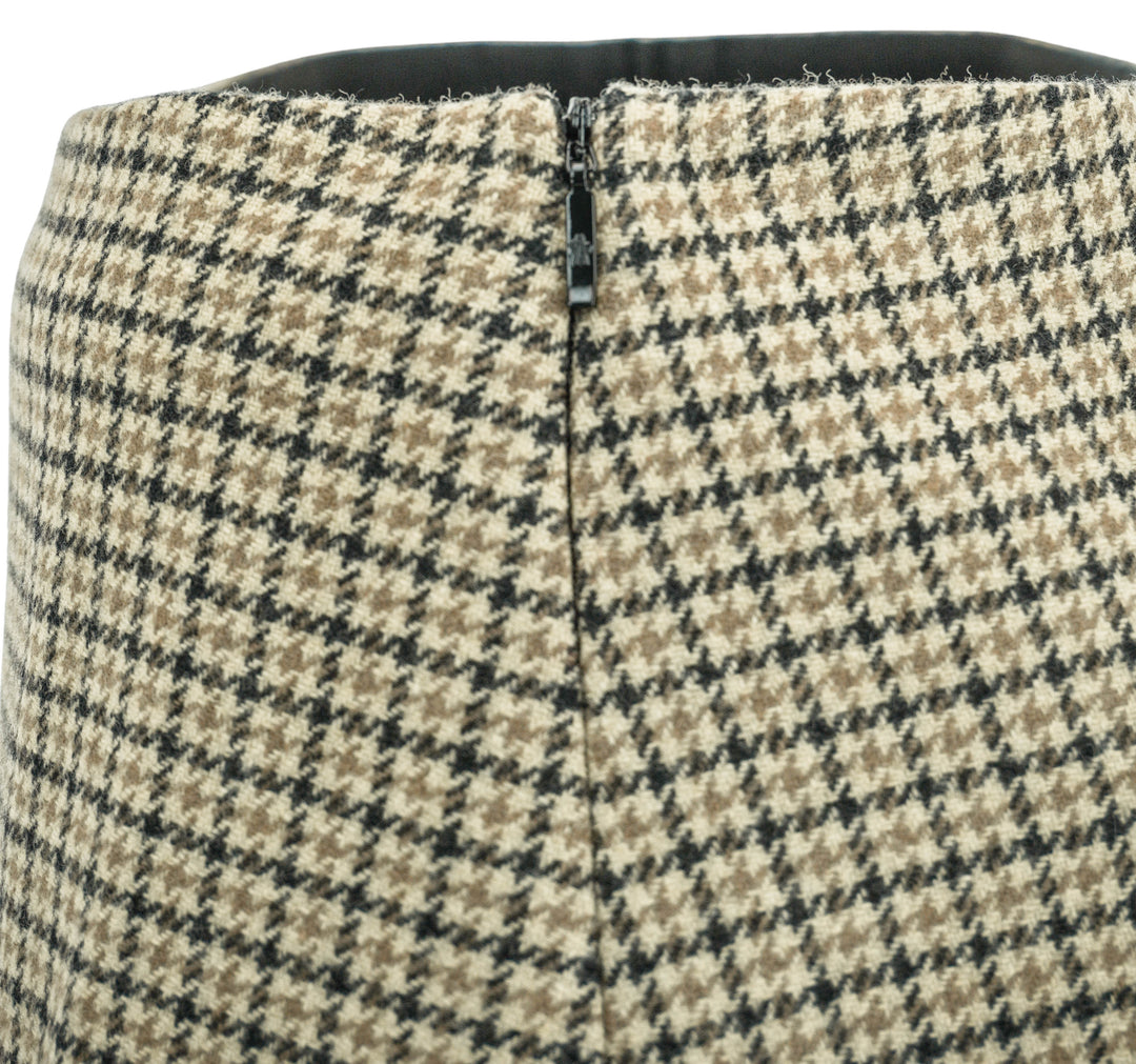 Moncler Checkered Mini Skirt in Beige Multi - Discounts on Moncler at UAL