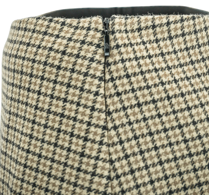 Moncler Checkered Mini Skirt in Beige Multi - Discounts on Moncler at UAL
