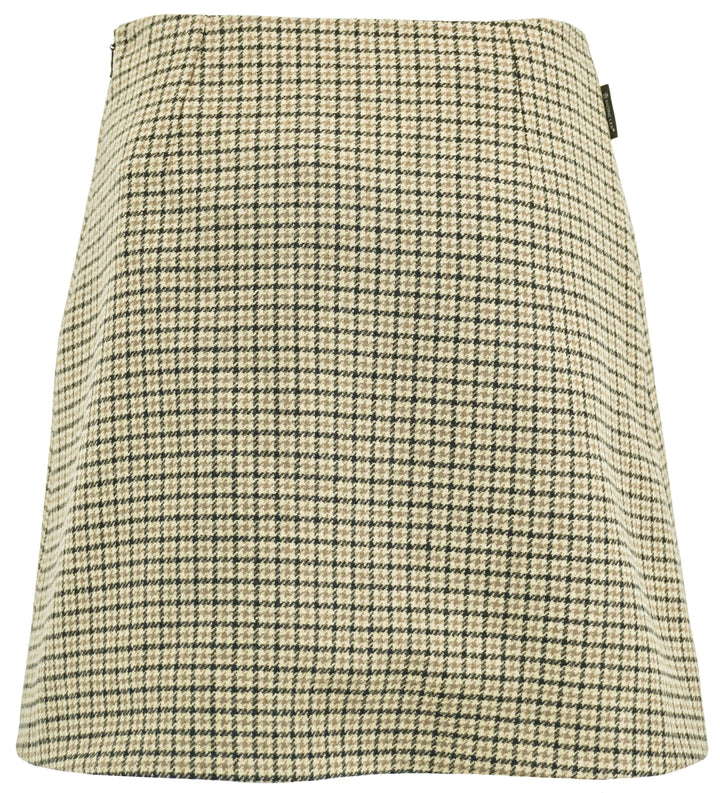 Moncler Checkered Mini Skirt in Beige Multi - Discounts on Moncler at UAL