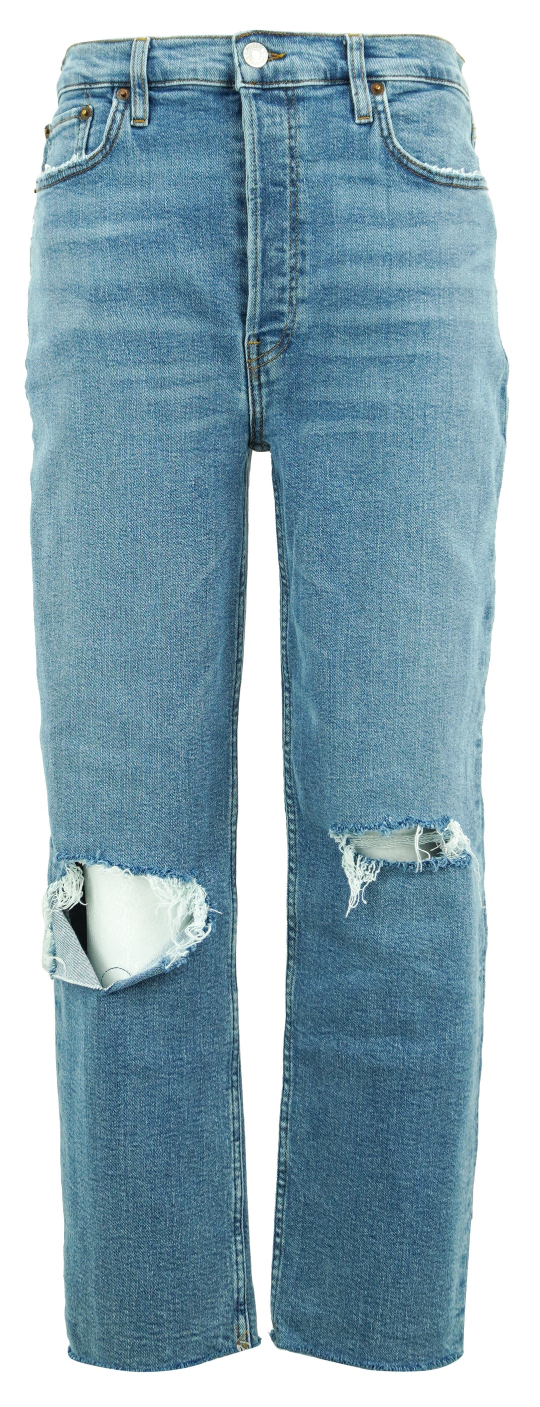 Re/Done 70s Stove Pipe Jeans in Destroyed Dawn - Discounts on RE/DONE at UAL