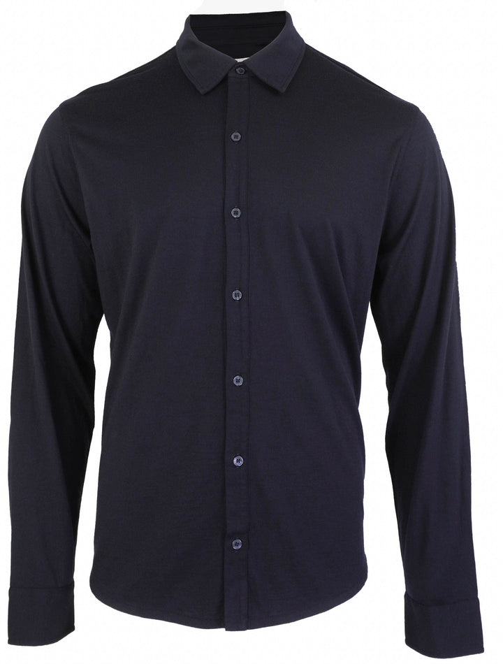 Orlebar Brown Giles Merino Shirt in Night Iris - Discounts on Orlebar Brown at UAL