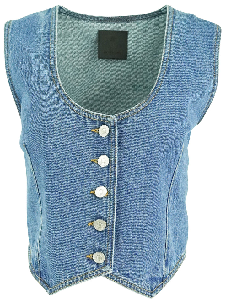 Givenchy Vouyou Denim Vest in Blue - Discounts on Givenchy at UAL