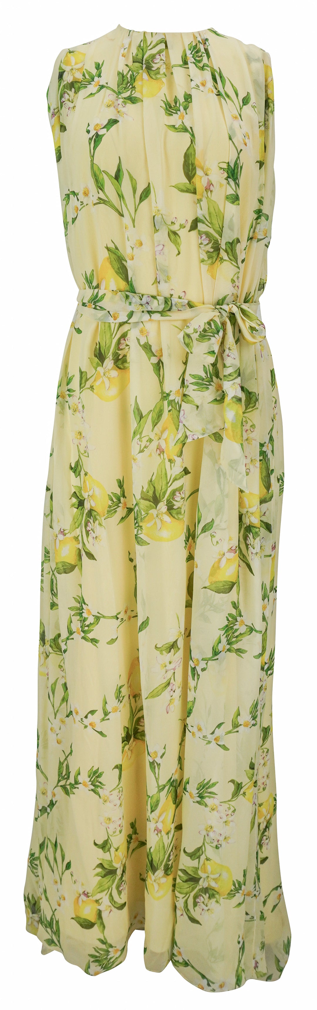Monique Lhuillier Lemon Print Georgette Gown in Lemon Drop Multi - Discounts on Monique Lhuillier at UAL