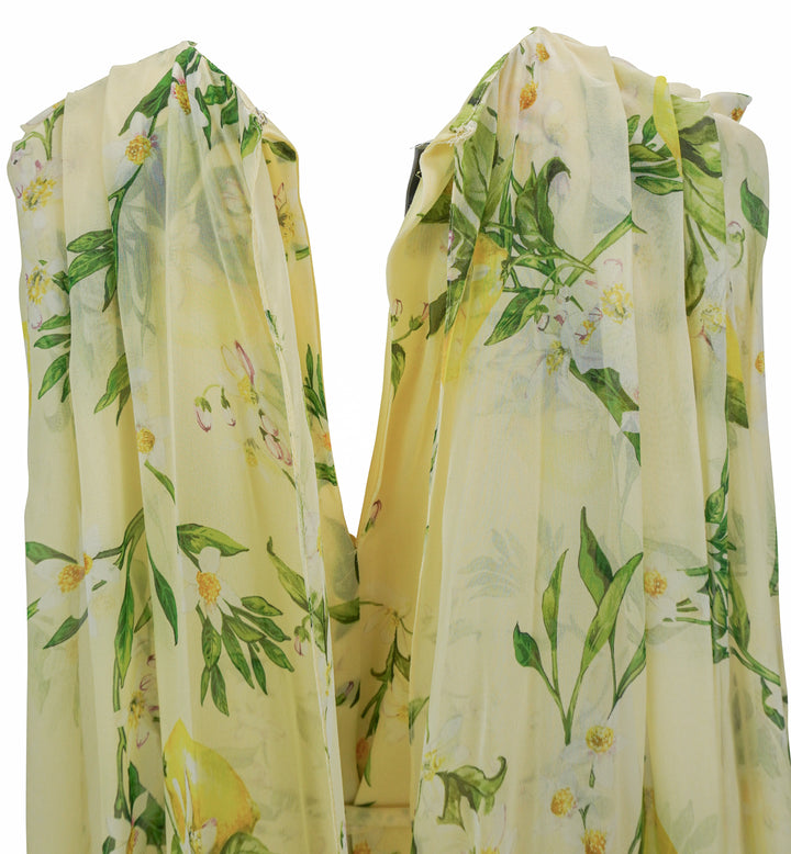 Monique Lhuillier Lemon Print Georgette Gown in Lemon Drop Multi - Discounts on Monique Lhuillier at UAL