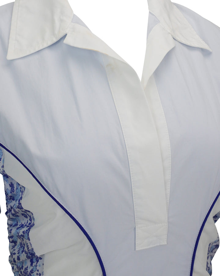 Rosie Assoulin Sporty Spice Dress in Blue and White Multi - Discounts on Rosie Assoulin at UAL