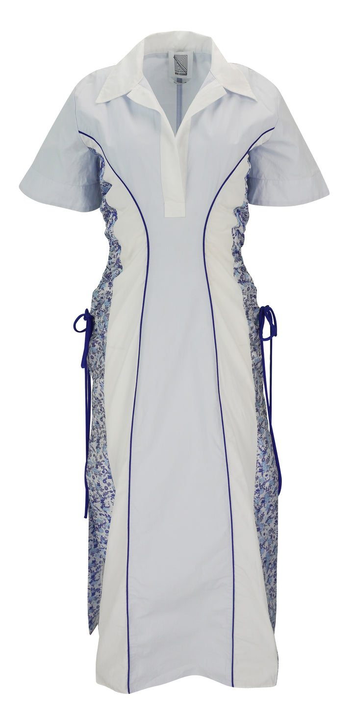 Rosie Assoulin Sporty Spice Dress in Blue and White Multi - Discounts on Rosie Assoulin at UAL
