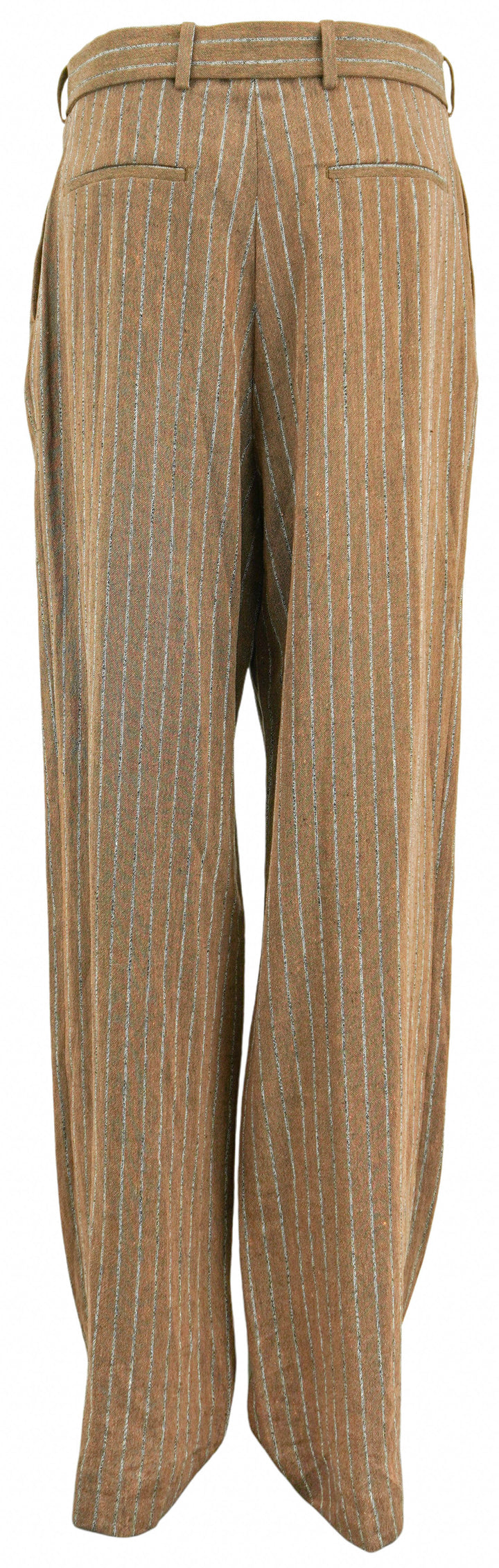 Dries Van Noten Striped Linen Trousers in Terracotta - Discounts on Dries Van Noten at UAL