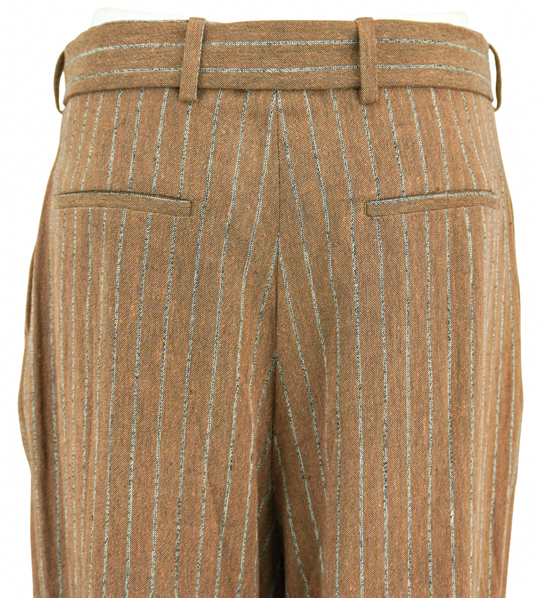 Dries Van Noten Striped Linen Trousers in Terracotta - Discounts on Dries Van Noten at UAL