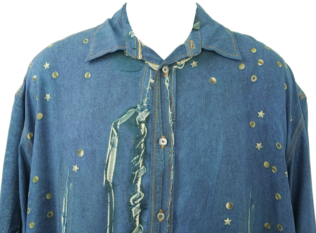 Acne Studios Denim Print Shirt in Blue - Discounts on Acne Studios at UAL